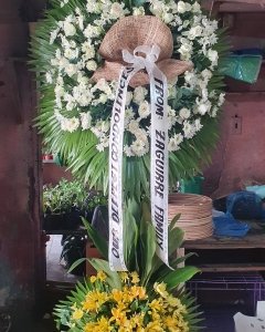 Yellow & White Sympathy Standing Spray